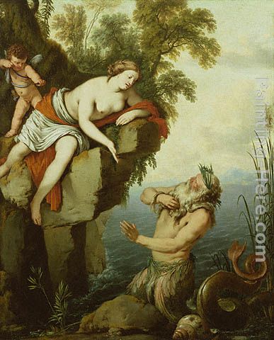 Nymph and Triton painting - Laurent De La Hire Nymph and Triton art painting